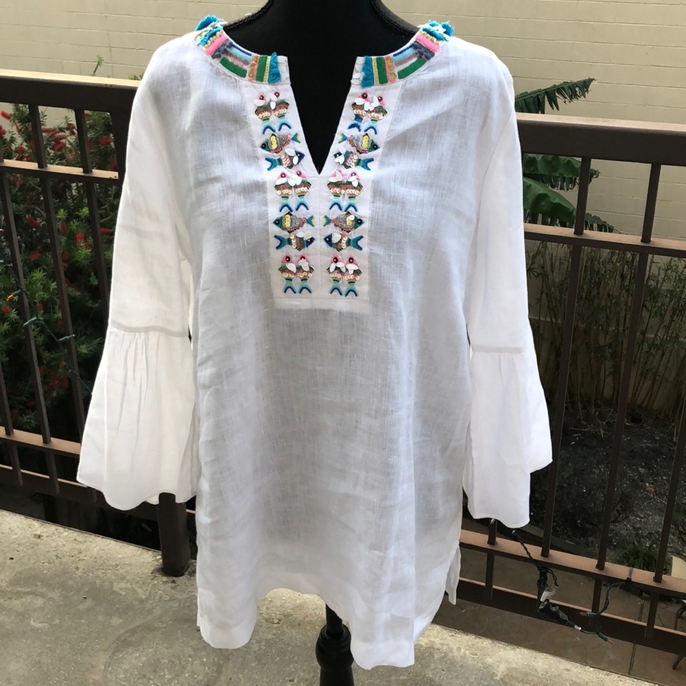 Linen sequin fish tunic